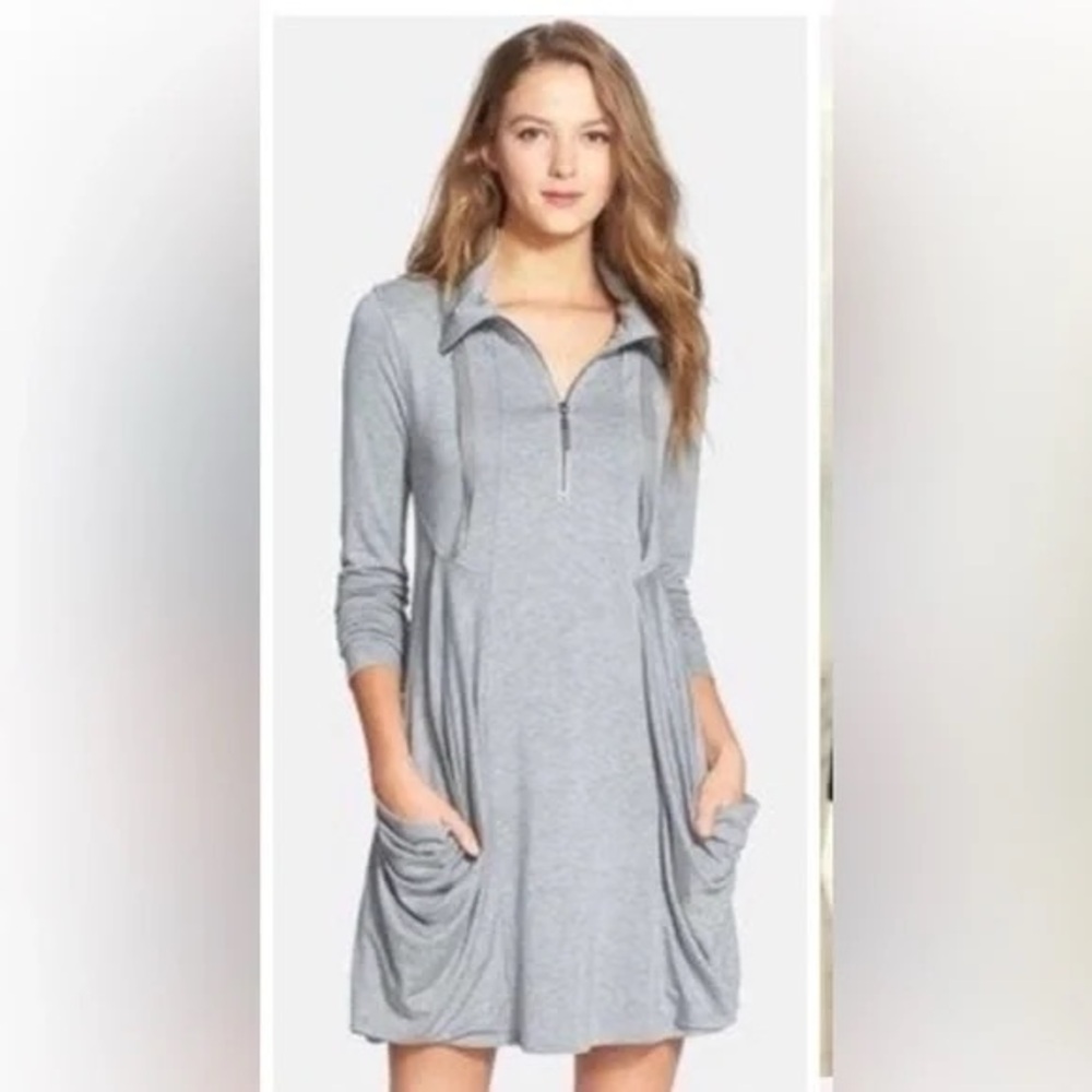 Kensie Gray Long Sleeve French Terry Dress Never Worn